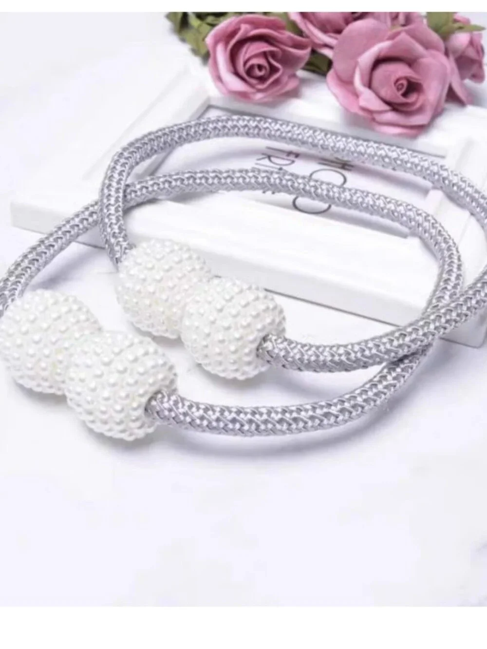8 Pack Magnetic Curtain Tiebacks, Curtain Tiebacks  Grey/White